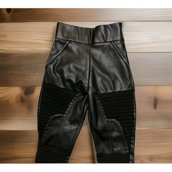 Maniere De Voir Leggings Womens Matte Vegan Leather Contour Side Ankle Zip 2 US - Picture 6 of 8